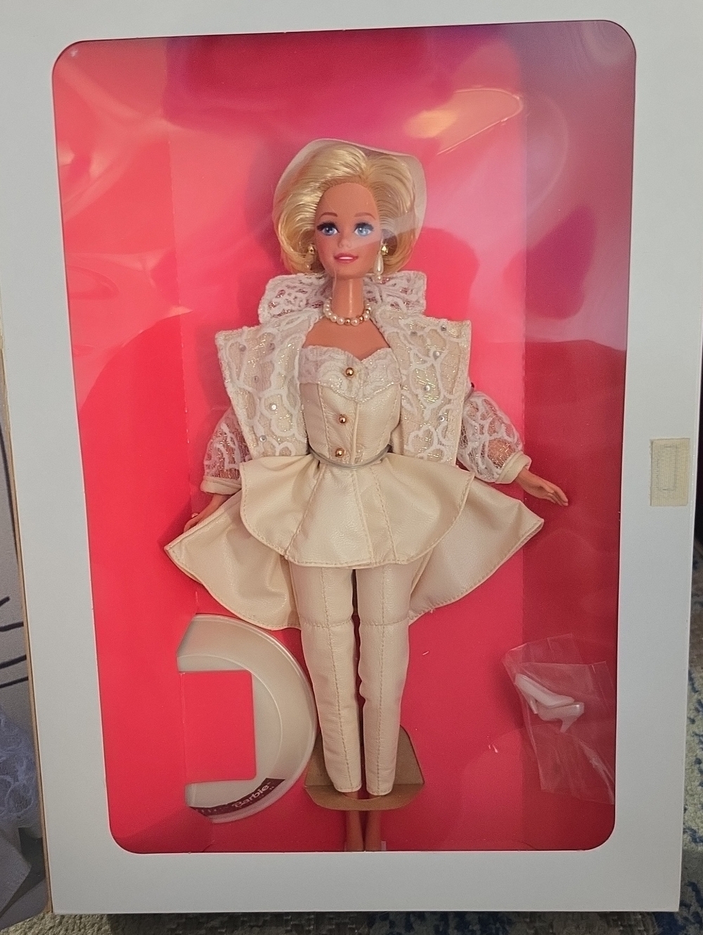 Barbie Cream Lace Peplum Outfit with Pearl Jewelry